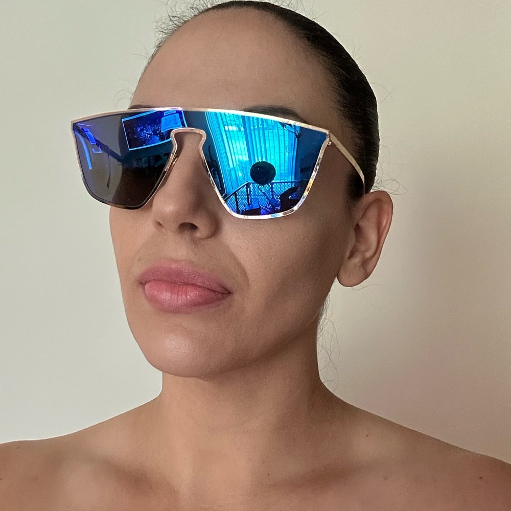 Flat Metal Mirrored Sunglasses